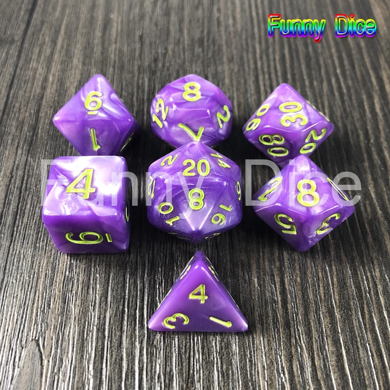 Высокое качество, 7 шт./лот, набор игральных костей D4 D6 D8 D10 D12 D20, высокое качество, многогранные игральные кости с мраморным эффектом, игра DND Rpg, игральные кости, настольная игра