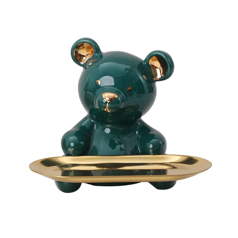 

Ceramic Bear Figurine Home Decoration Animal Statue Keys Storage Shelf Modern Room Sculpture Table Decor Statues Et Sculptures