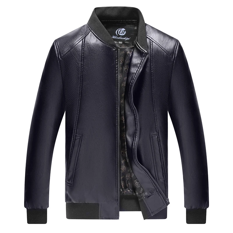Men's Stand Collar Jacket Motorcycle Autumn Winter PU Leather Coat Streetwear Male Classic Black Bomber Suits Windbreaker 5XL | Мужская