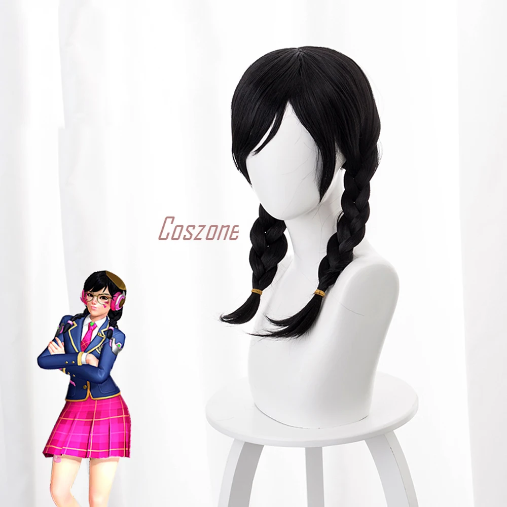 OW DVA D.Va третий юбилей Академии кожи Косплей косичка черный жаростойкий