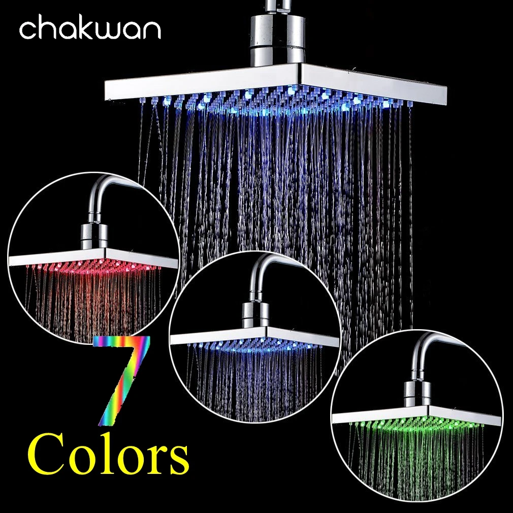 6 дюймовая Светодиодная насадка для душа Форсунка ванной комнаты квадратный