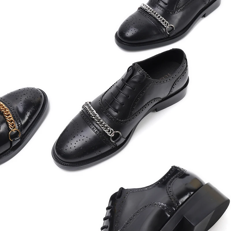 Туфли на шнуровке с толстым каблуком из материала под бычью кожу мужские