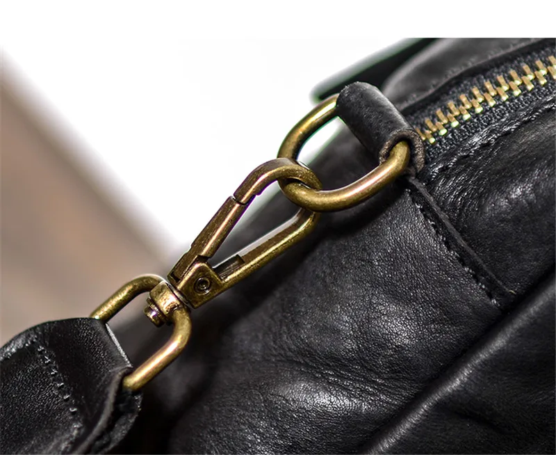 Simple casual designer natural genuine leather men's black diagonal bag outdoor daily weekend party small shoulder bag male