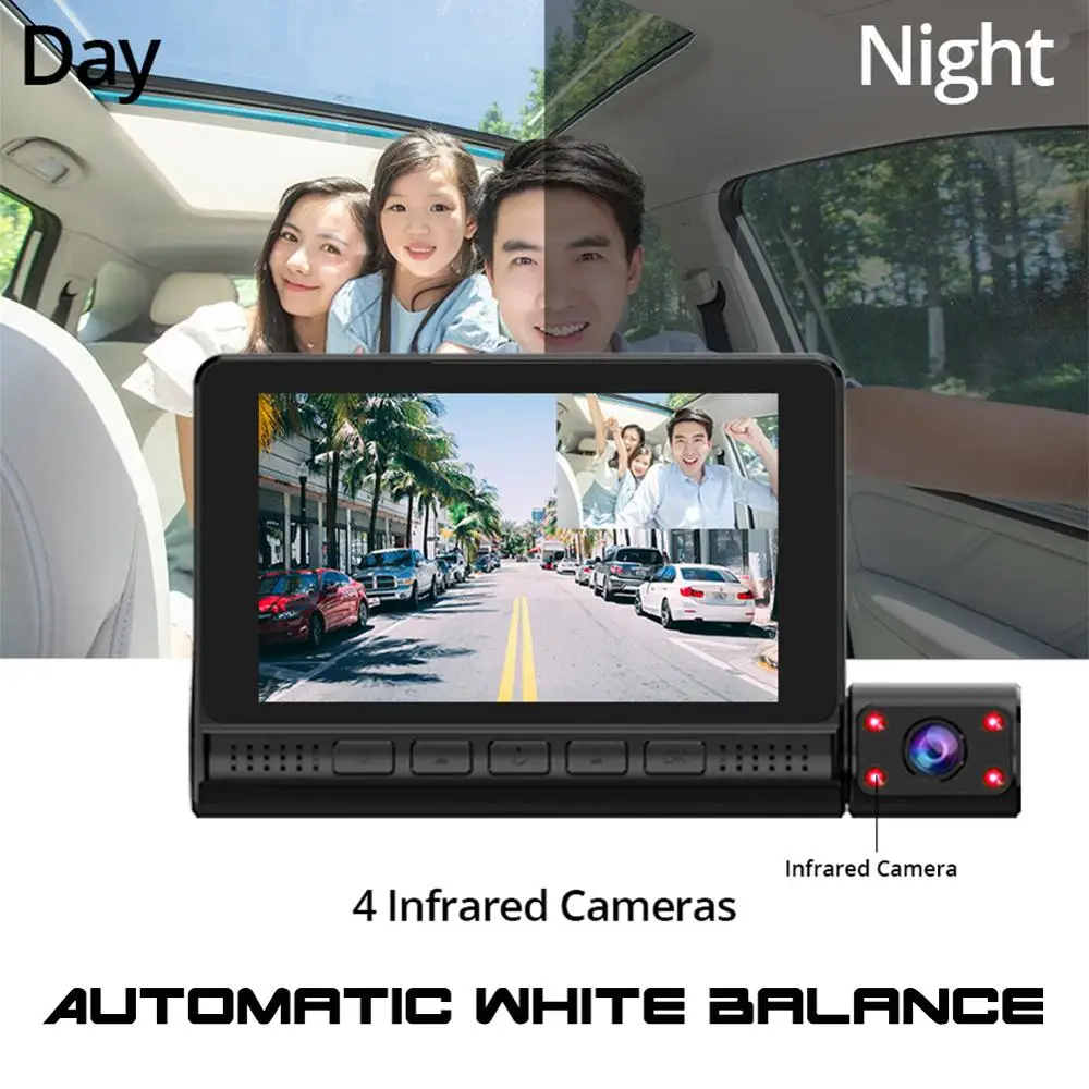 

Car DVRs Dash Cam 4.0 Inch Touch Screen 3 Cameras Lens Video Recorder With Rearview Camera Auto Registrator Dash Camera
