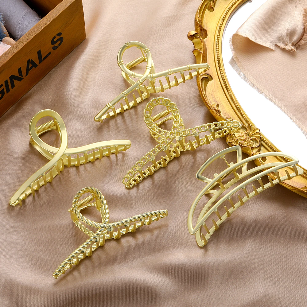 EN 2020 Женские Геометрические Когти для волос зажимы краб луна форма заколки