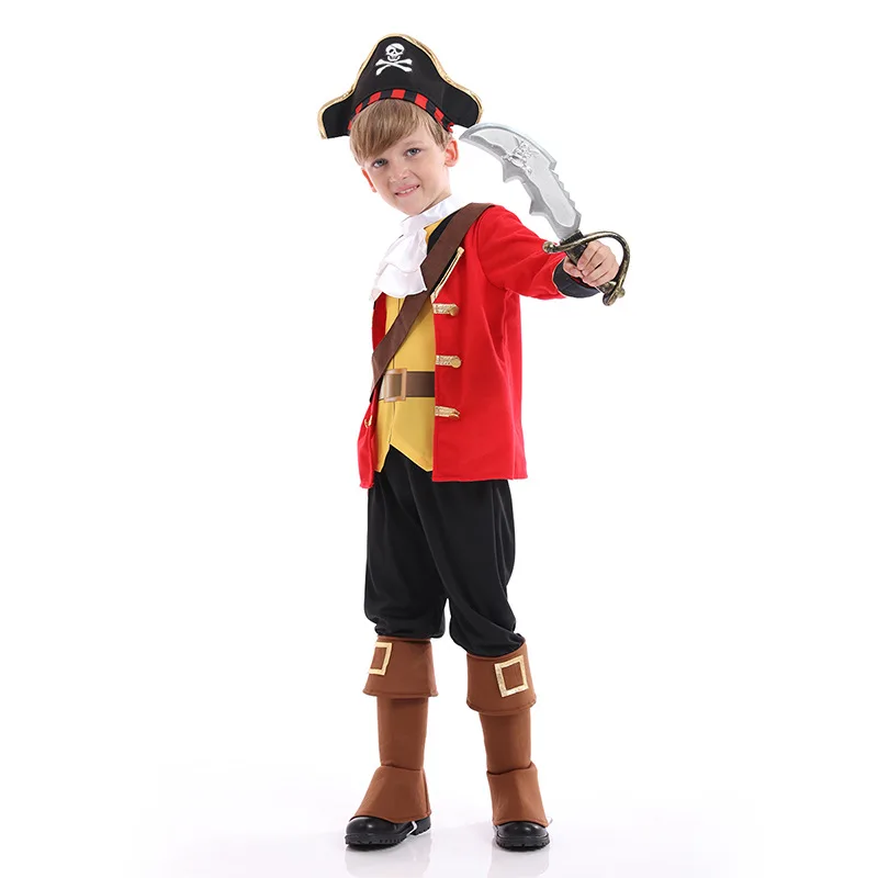 

Pirate Captain Cosplay Costume For Kids Boys Girls Halloween Performance Clothing Role Play Game Adventure Carnival Party Sailor