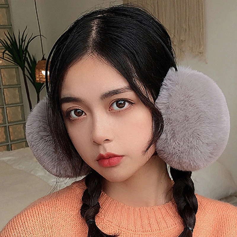 

Unisex Winter Thicken Fluffy Plush Earmuffs Headband Outdoor Simple Solid Color Adjustable Ear Covers Warmers Hair Hoop