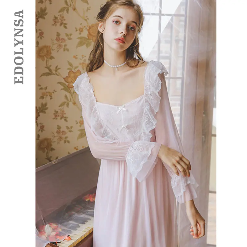 2020 осенняя одежда для сна винтажная белая хлопковая ночная рубашка размера плюс