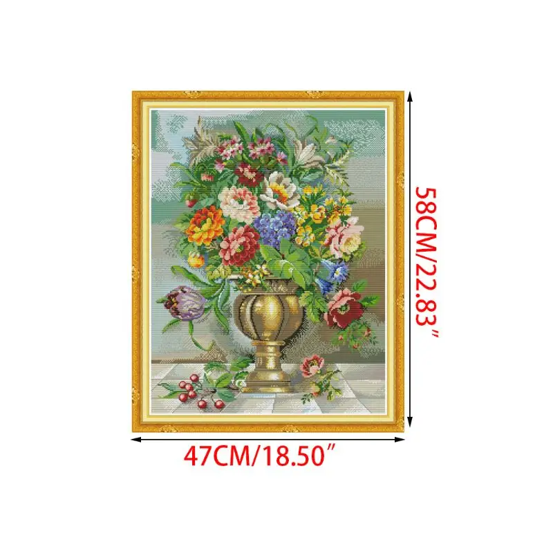 

Beautiful Flower DIY Handmade Needlework Counted 14CT Printed Cross Stitch Embroidery Kit Set Home Decoration E56C