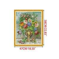 beautiful flower diy handmade needlework counted 14ct printed cross stitch embroidery kit set home decoration e56c