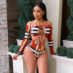 2021, купальник-стринги, Африканский купальник, бандажный женский Танкини с принтом, комплект бикини с длинным рукавом, купальный костюм с высокой талией, монокини