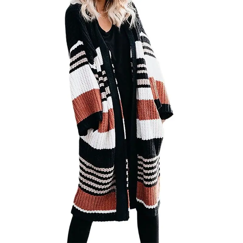 Новинка Осень зима вязаный длинный женский свитер большого размера с длинными
