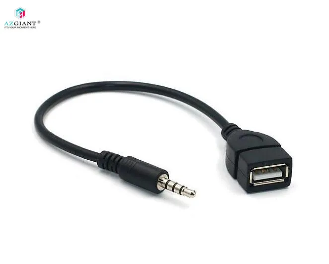 20 см Автомобильный mp3 Кабель-адаптер USB female to 3 5 мм u-диск подключение 12В