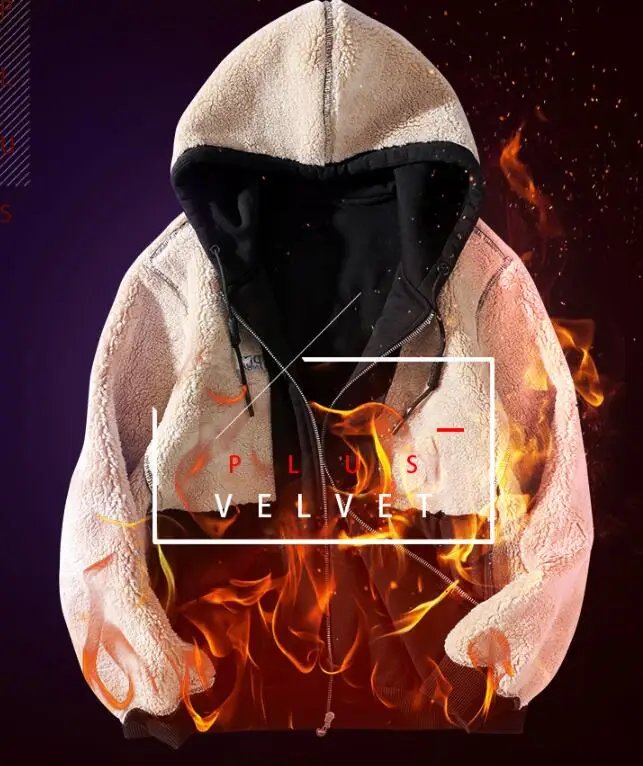 Зимние теплые толстовки из овечьей шерсти мужской уличный флисовый утепленный