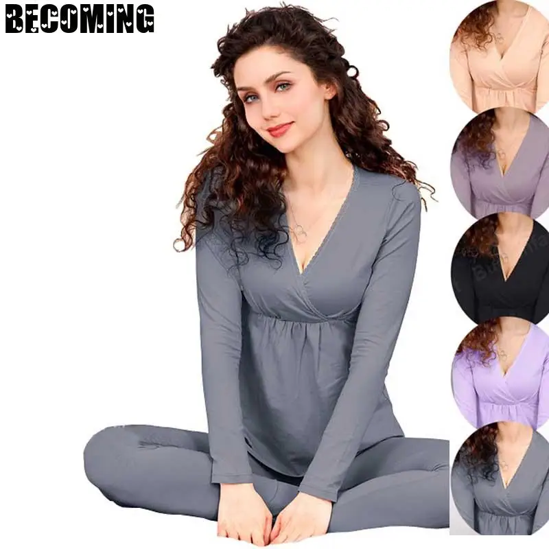 Ночная рубашка для беременных хлопковый Халат грудного вскармливания весенняя