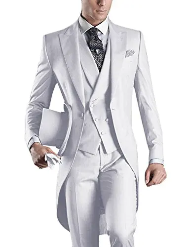 

2021 Latest Coat Pant Designs Italian White Tailcoat Morning Men Suit Slim Fit 3 Piece Tuxedo Custom Groom Prom Blazer Terno