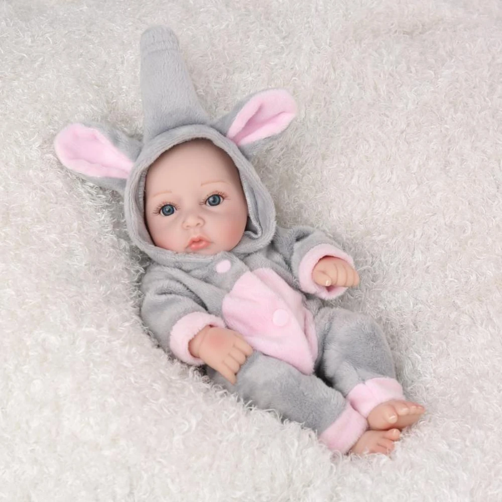 NPK Кукла Reborn Baby Mini 10 дюймов полные игрушки для виниловой ванны реалистичные новорожденные дети мягкий силиконовый слон Рождественский подарок