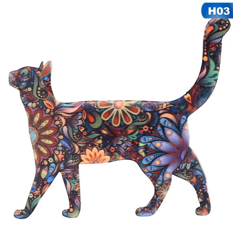

Vintage Floral Print Style CAT Retro Kitsch Quirky Cute Acrylic Pin Badge Brooch