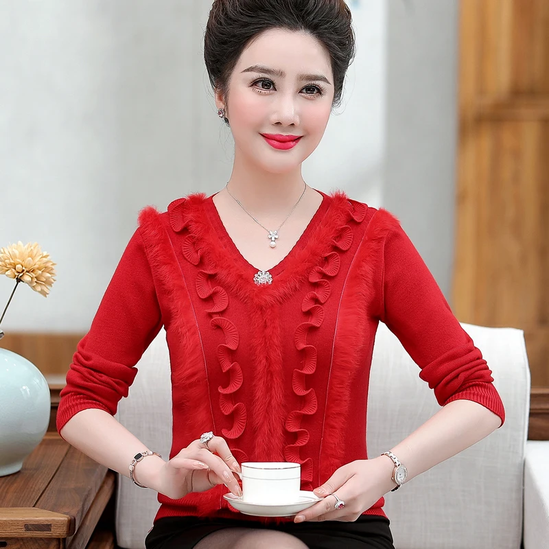 Женский кашемировый свитер трикотажный пуловер с V-образным вырезом размеры до 4XL