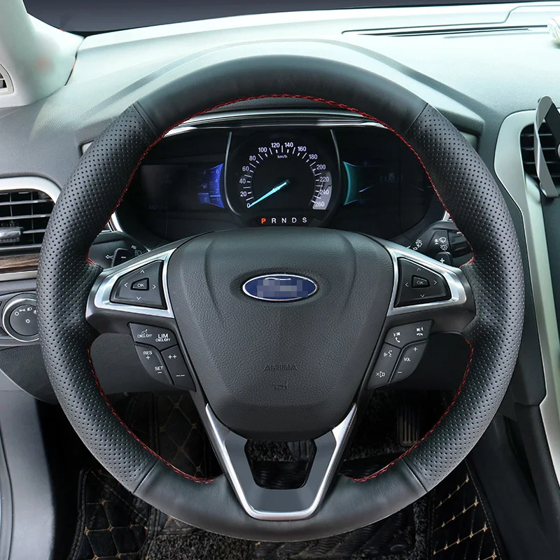 

Кожаный чехол на руль для Ford MONDEO Edge Taurus Escort, безопасный нескользящий дышащий Износостойкий чехол для руля