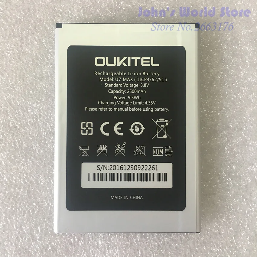

Аккумулятор Oukitel U7 MAX, 100% оригинал, 2500 мАч, запасная батарея для Oukitel U7 MAX мобильный телефон