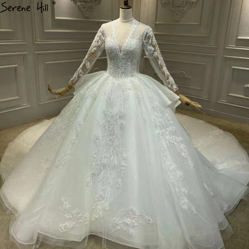 Роскошное свадебное платье цвета слоновой кости с v-образным вырезом 2021 длинным