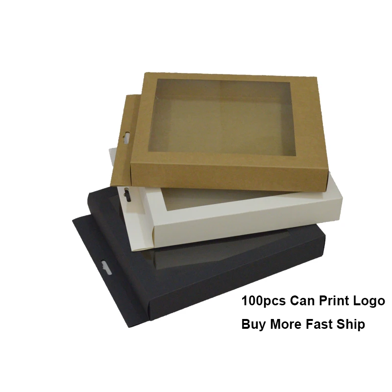 10 шт. коробки для подарков с окном бумажные украшений из крафтовой бумаги