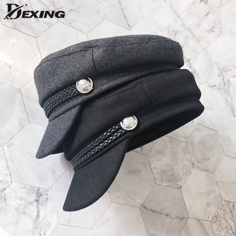 Модная шерстяная военная шляпа осенне зимняя шапка моряка для женщин и мужчин