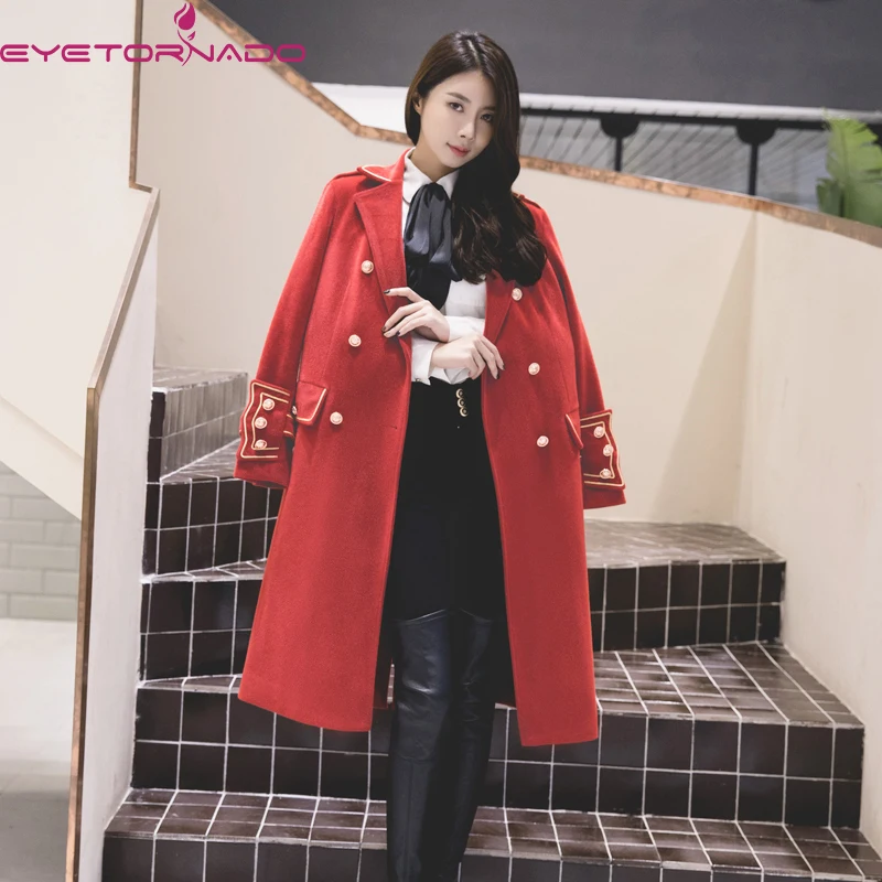 Зимнее женское пальто в стиле милитари длинное повседневное шерстяное для