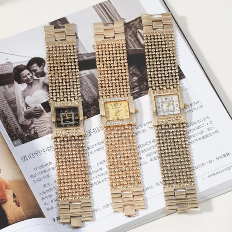 

Fashion Trend Rhinestone Ladies Watch Elegant Temperament Fashion Diamond Bracelet Quartz Watch Women