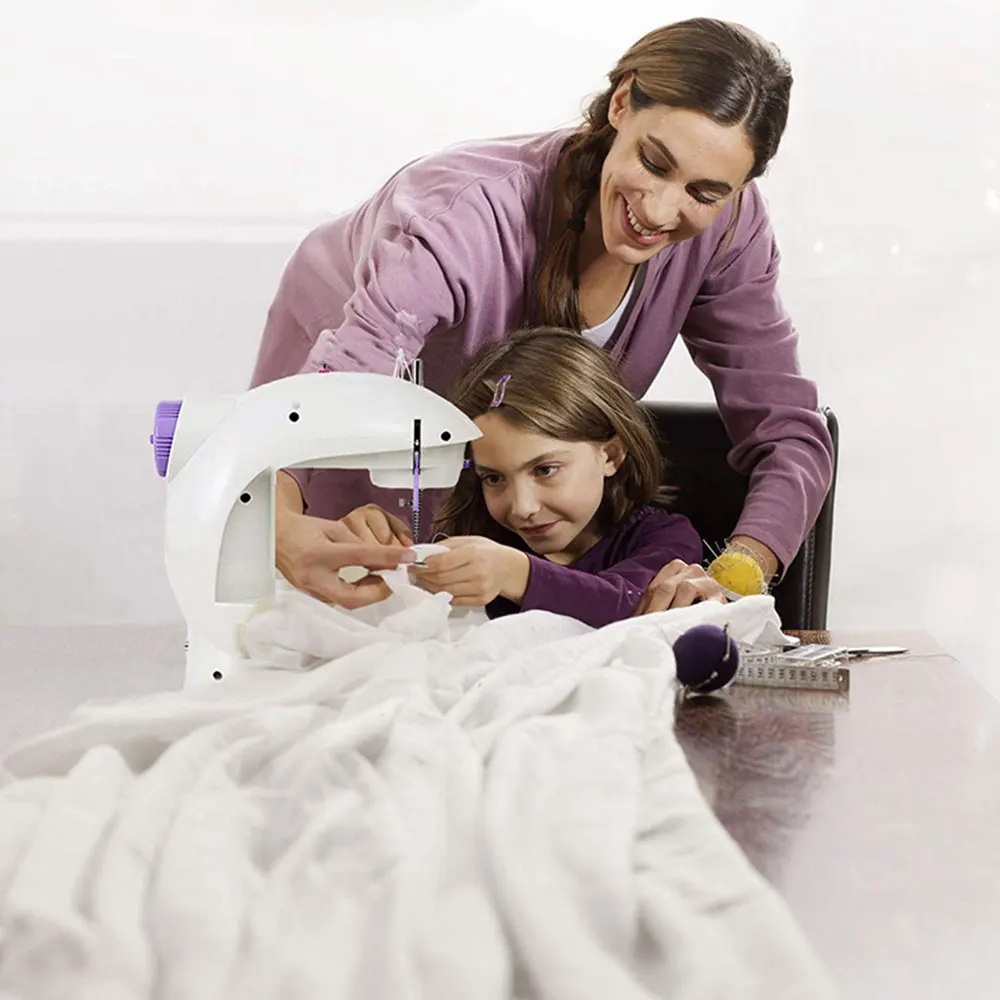 Портативная мини швейная машина для шитья двойная регулировка скорости