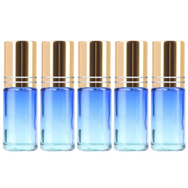 03 5ML 5PCS 5 шт./компл. 10 мл градиентные цветные толстые стеклянные с роликовым аппликатором эфирные масла пустые флаконы для духов 10cc роликовый шар прочный для путешествий - Цвет: 03 5ML 5PCS