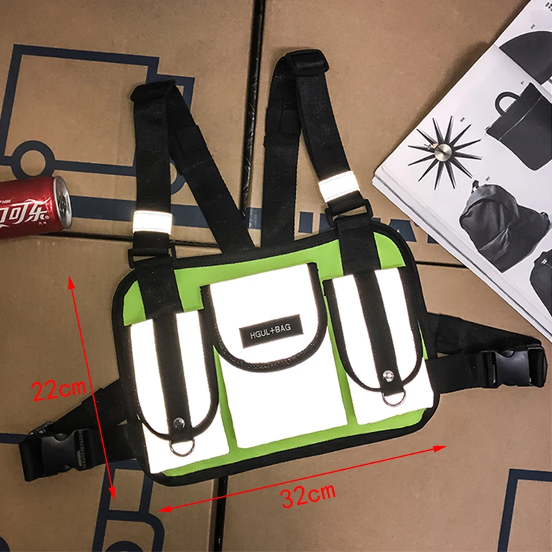 Тактическая нагрудная сумка светоотражающая в стиле хип-хоп унисекс | Багаж и