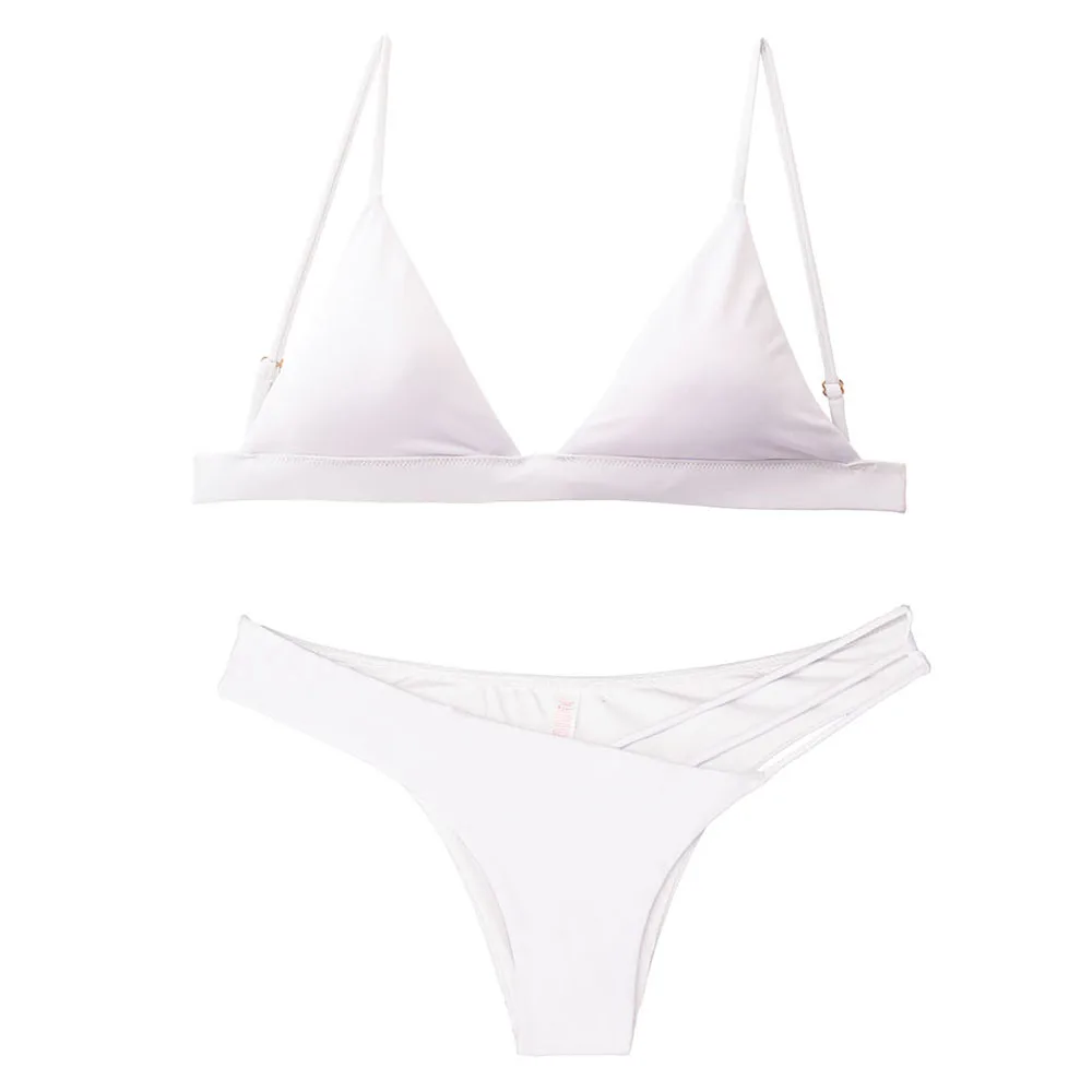 Summer Women's Bikini Set White Swimwear Swim Triangle Swimsuit  Biquinis Brasileiro Bathing Suit Micro Secret Cheeky bottom