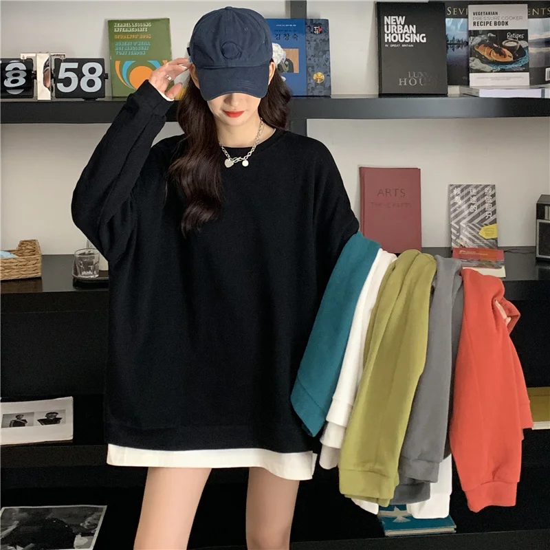 

CMAZ Real Photo of Autumn Clothing Sweater Women's Loose Mid-Length BF Lazy