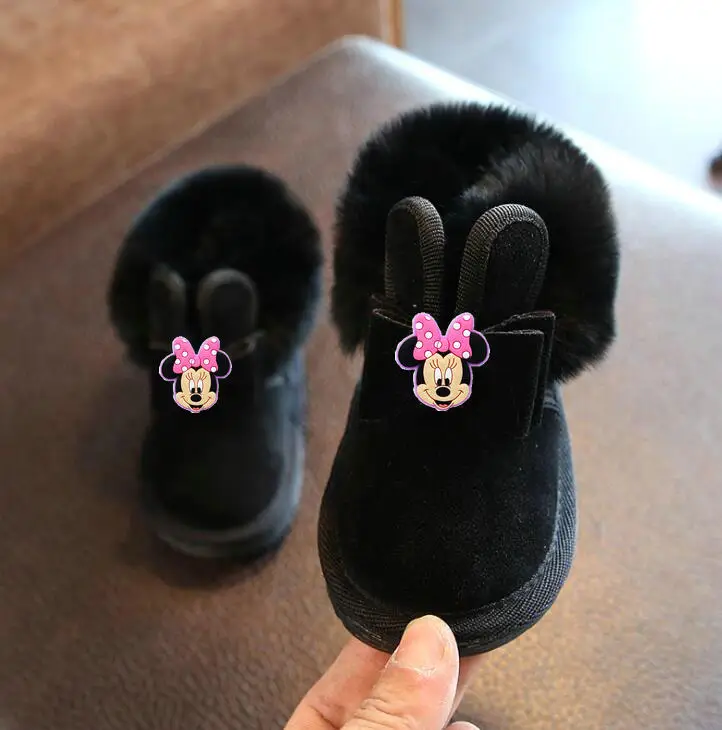 Зимние ботинки для маленьких девочек с Минни зимняя детская обувь принцессы