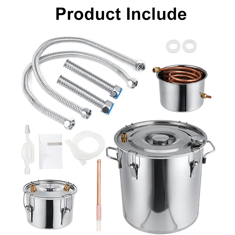 Эффективный 3Gal/8Gal 10L/30L дистиллятор Moonshine спирт дистиллятор из нержавеющей меди DIY домашняя вода важное Вино Масло пивоварения комплект