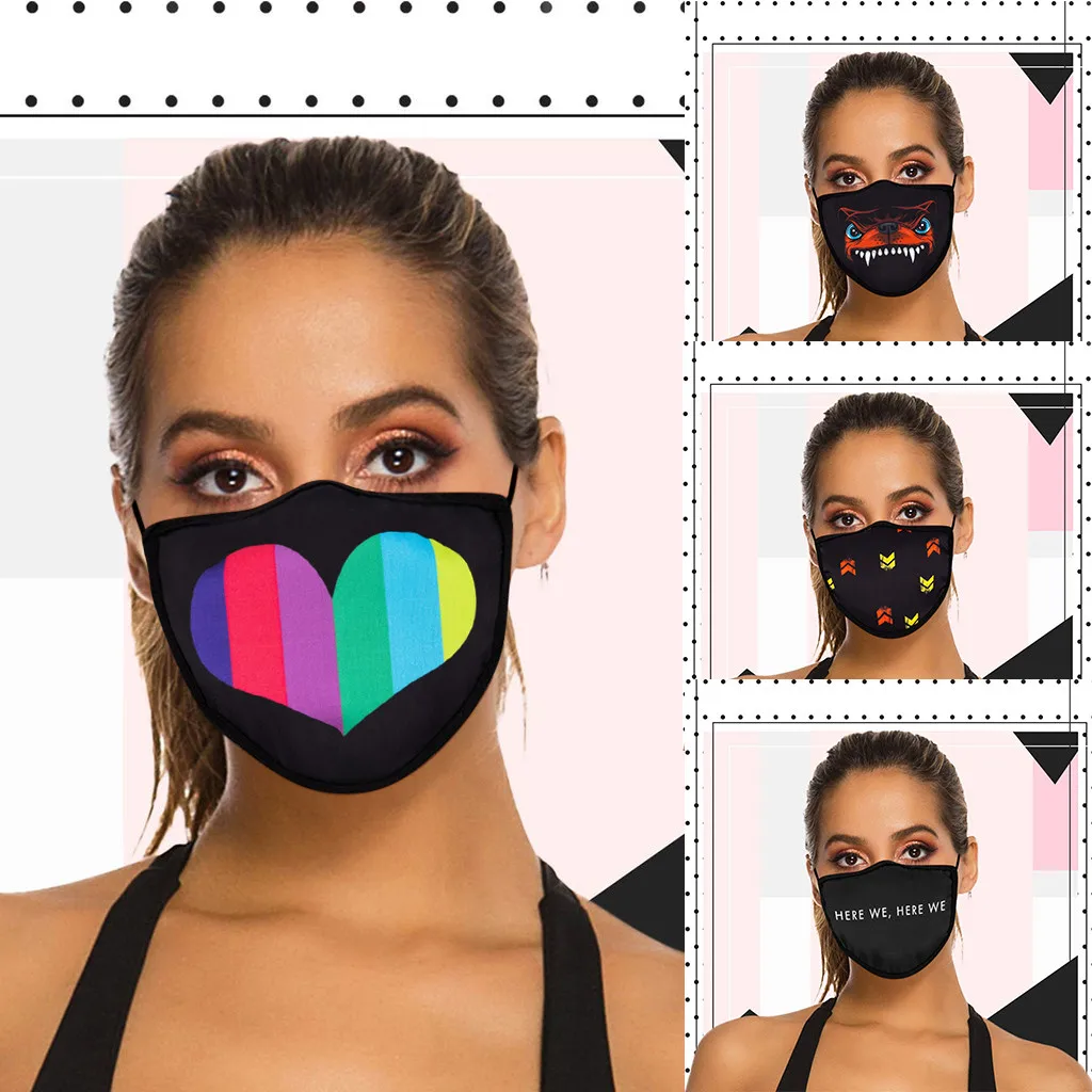 Модная Радужная маска для взрослых с надписью регулируемая Защитная моющаяся