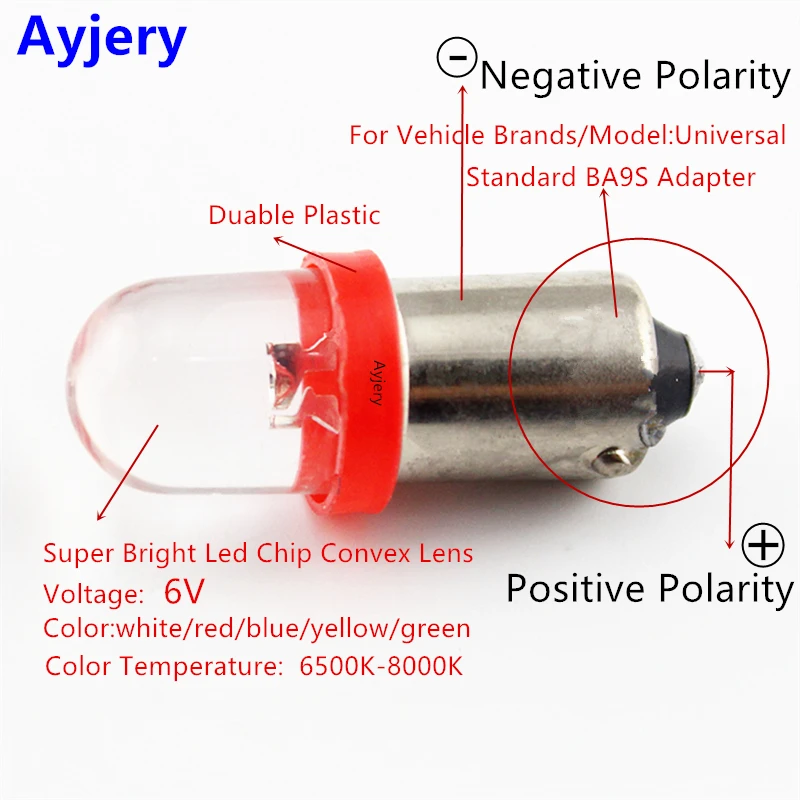AYJERY 6 в 3 В постоянного тока 100 шт. BA9S светодиодный светодиод F8 1 SMD T4W T11 светодиодные