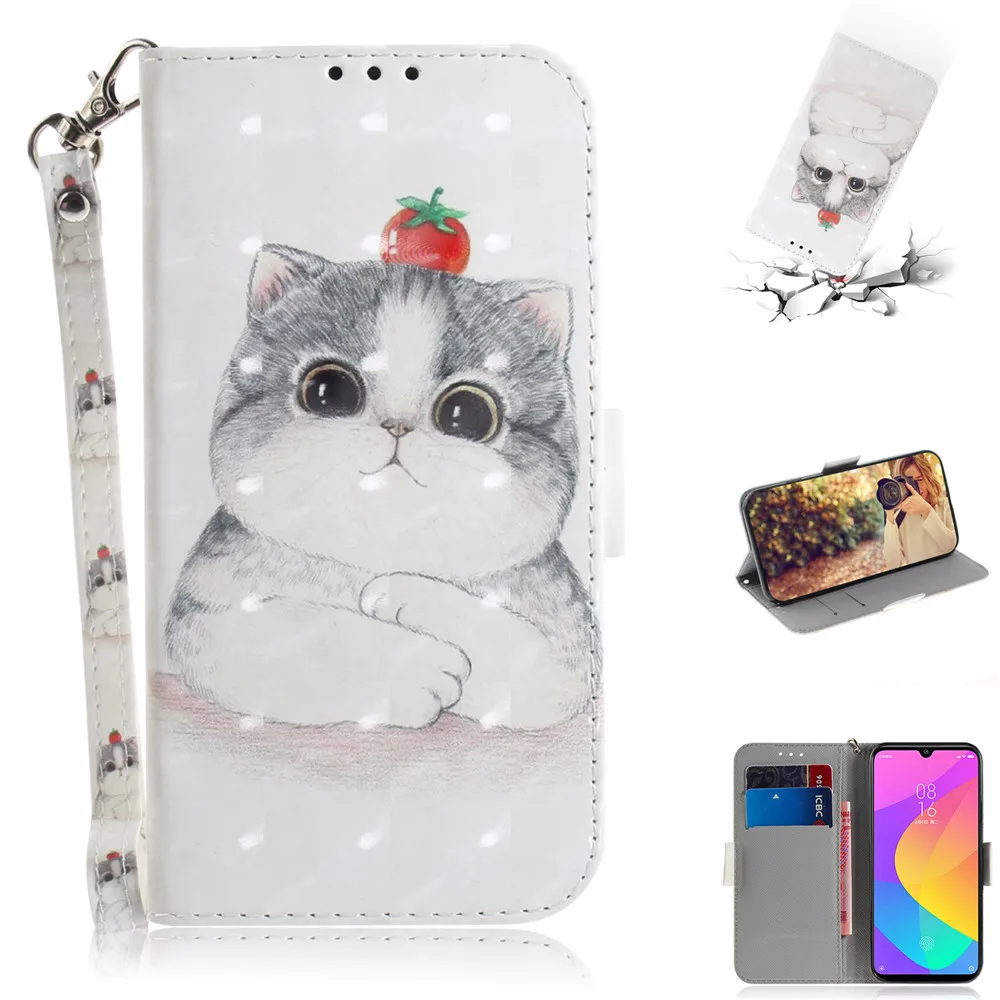 Милый кожаный чехол с откидной крышкой для Xiaomi mi A3, чехол, роскошный Магнитный кошелек, чехол для карт, Fundas для mi A3 Lite, чехол, чехлы для телефонов