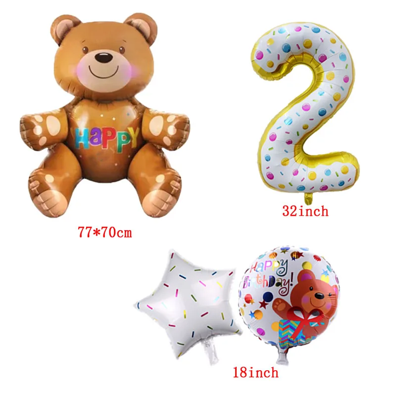 Воздушные шары из фольги в форме медведя комплекте гелиевый 3d-шар пончика 32 дюйма