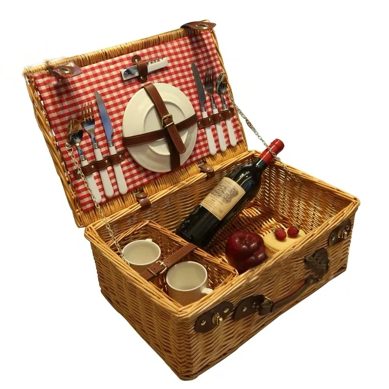 Плетеная корзина из ротанга для пикника набор 2 человек модная классическая