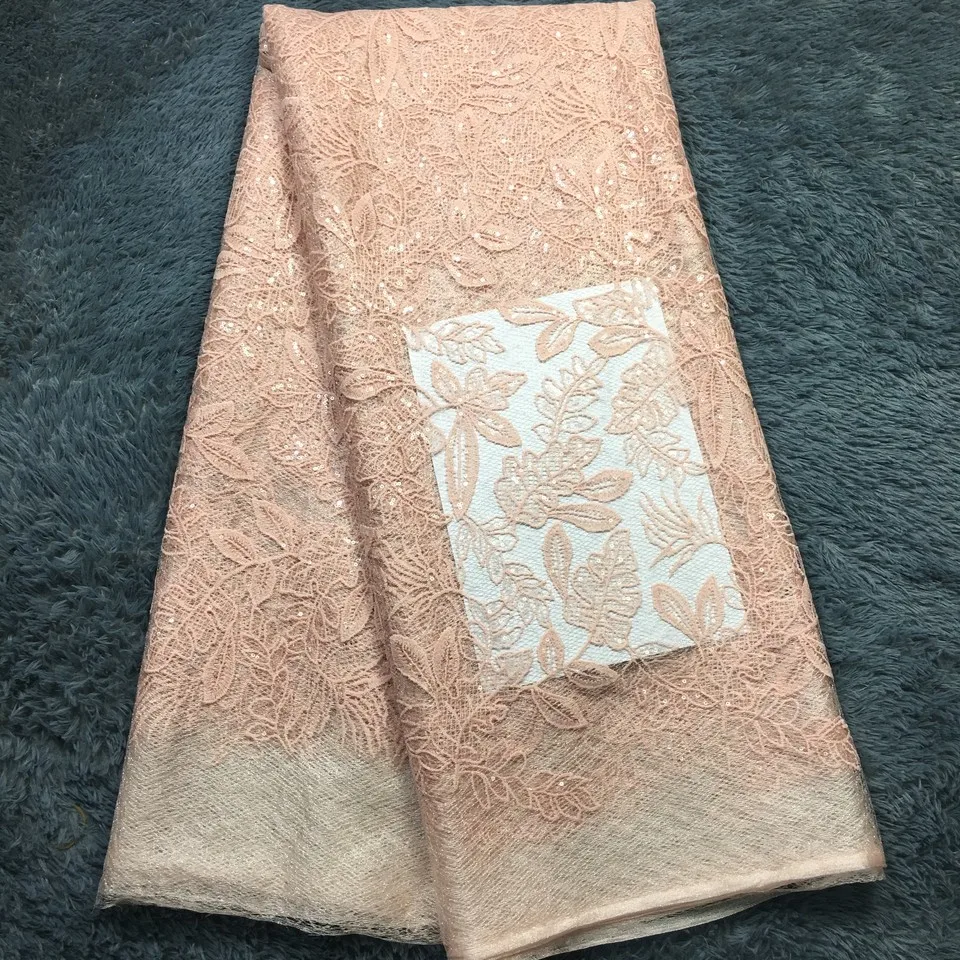 Розовая африканская кружевная ткань желто Белая французская 2021