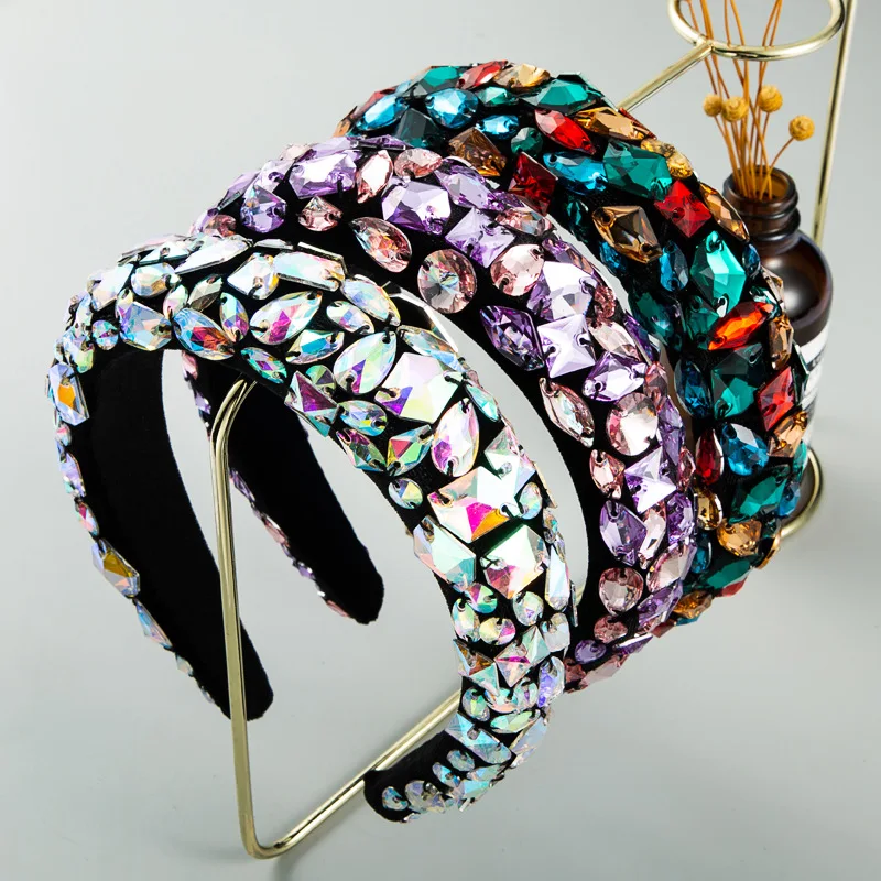 

Fertile Baroque Crystal Padded Headband Luxury Rhinestone Hair Band Diamond Velvet Hairband Hair Hoop Women Hair Accessories