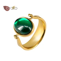 inlaid with green gemstone ring brass plating hand ornament for women fashion jewelry shell ring engagement wedding gifts