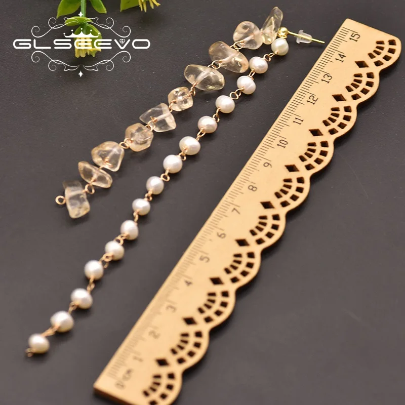 Женские серьги-Кисточки Из Натурального пресноводного белого жемчуга и цитрина |