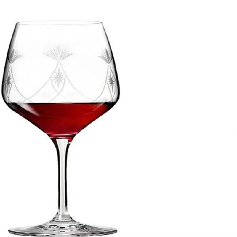 

Tempered Lead-free Crystal Wine Glass Set Family Goblet Top Grade Gift Box All Hand - Engraved Y