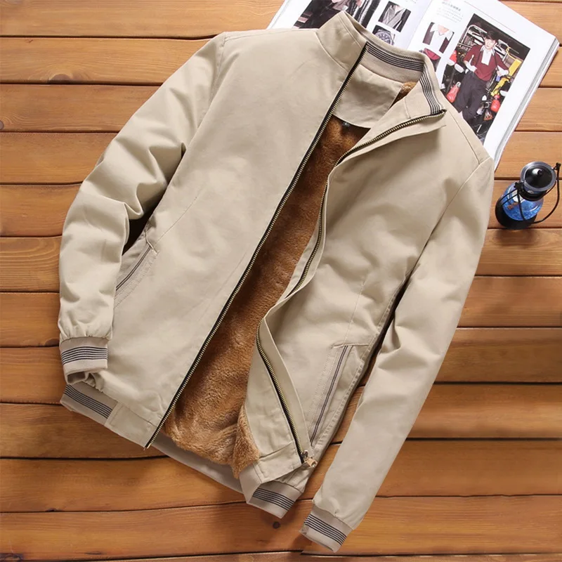 

Muyogrt Fleece Thick Warm Jacket Mens 2021 Autumn Winter Mens Warm Bomber Jackets Casual Coats Tops Male Outerwear 4XL Overcoat