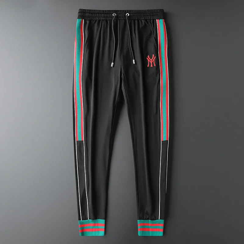 Брюки мужские Стрейчевые в полоску повседневные штаны с вышивкой шаровары стиле