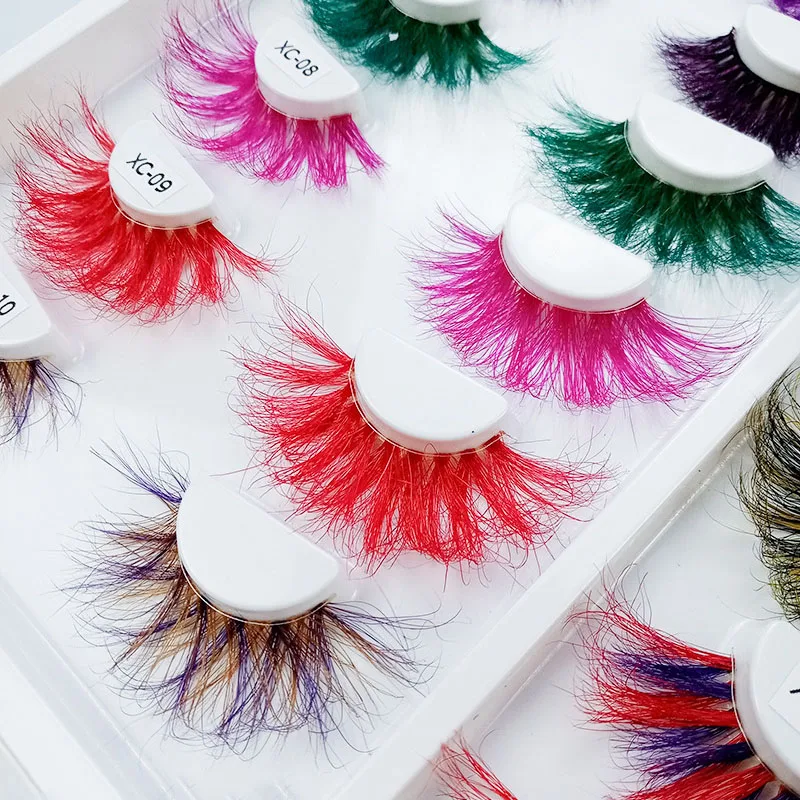 

25mm Transparent Colorful Mink False Eyelashes 3D Mink Lashes Feather Natural Long Thick Lahses Extension Wholesale in Bulk